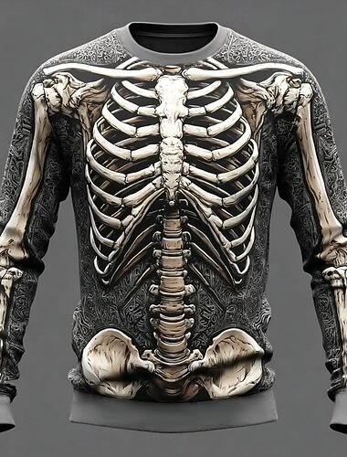  Halloween Pánské 3D Kostra Mikina Mikina Dlouhý rukáv Mikina Tričkový Na běžné nošení Punk a gotika 3D tisk Párty Streetwear Celý rok