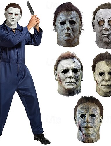  ハロウィンのマイケル・マイヤーズマスク（大人用）、リアルな怖いコスチューム用ラテックスフェイスマスク、ハロウィンパーティーの小道具として使えるホラー映画キラーのコスプレ
