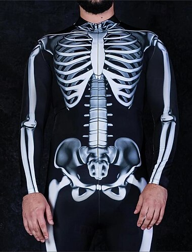  Skelet Halloween Bodysuit Kattedragt til hele kroppen Skræmmende kostume Børne Voksne Herre Dame Drenge Halloween Karneval De dødes dag Ydeevne Fest Natklub Nemme Halloween kostumer Klæd dig ud