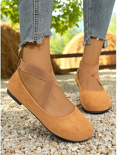  Damesschoenen met brede neus en gekruiste bandjes – comfortabele casual schoenen voor dagelijks gebruik, picknicks in de tuin en weekendjes op de boerderij