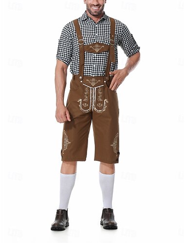  Oktoberfest Lederhosen Πουκάμισο βαυάρος Γερμανικά Μόναχο Λιβάδια Ανδρικά Απόκριες Πάρτι Φεστιβάλ Μπύρας Πανί παραδοσιακού στυλ