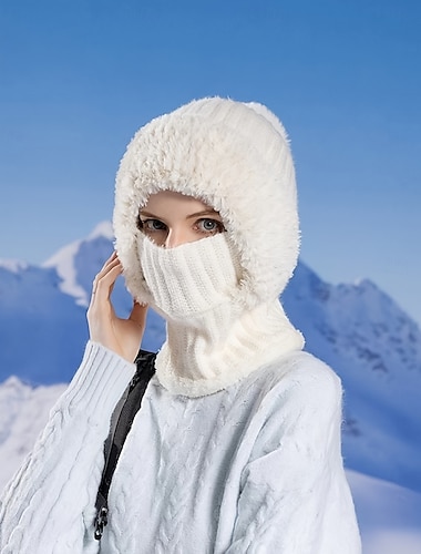  pasamontañas térmico de invierno para el cuello &Protección auditiva: mascarilla facial acrílica elástica con suavidad forrada de vellón, accesorio a prueba de viento para clima frío para ciclismo y
