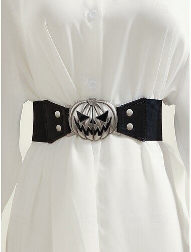  Ceinture élastique à boucle citrouille d'Halloween pour femme – accessoire de costume gothique pour soirées déguisées et cosplay