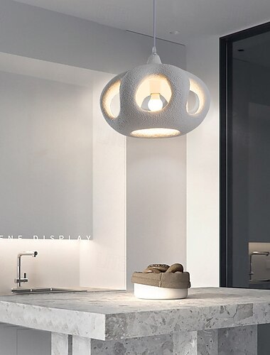  Hängeleuchte aus Polystyrol, Vintage-Natur-inspiriert, 1 LED-Licht, 25 cm Höhe, warmweißes/weißes Licht, E26 E27, verstellbare Kette