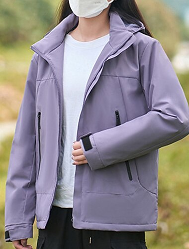  Damen Softshelljacke Wanderjacke Thermojacke Außen Wasserdicht Winddicht Wanderoutfits Wanderbekleidung Winter Herbst Oberteil Camping / Wandern / Höhlenforschung Laufen Einfarbig Rosa Purpur