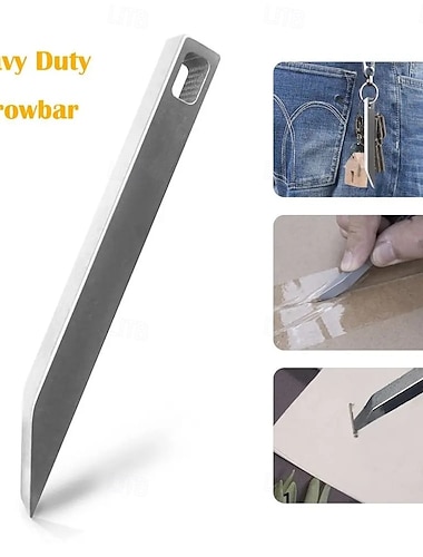  Rustfritt stål brekkjern kompakt multiverktøy lomme EDC med ergonomisk grep dobbel funksjon skarp kant &flat ende for overlevelse, camping, hverdagsbæring