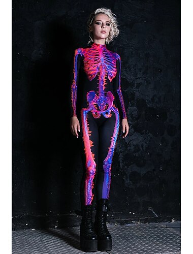  schedel skelet bodysuit halloween groep koppels kostuums full body catsuit griezelig kostuum mannen vrouwen jongens kinderen volwassenen optreden feest club halloween carnaval dag van de doden
