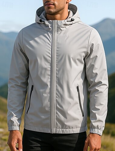  Men's Windbreaker Hiking Jacket rain coat Outdoor Waterproof Windproof Lightweight Hiking Outfits Hiking Clothes Spring Autumn / Fall Top Camping / Hiking / Caving Running Solid Color Black Army
