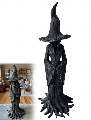  ハロウィーン手描きの魅惑的な魔女像樹脂レトロマジシャン神秘的な呪いの置物デスクトップフェスティバルホームオフィスの装飾