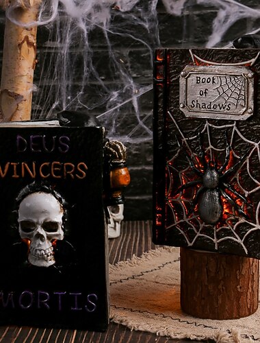  1 stuk Halloween hars spook spin schedel boek licht model decoratie thuis Halloween schedel nep boek horror feest decoratie rekwisieten
