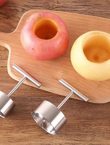  Lot de 2 séparateurs de noyaux de pommes et de poires multifonctions en acier inoxydable, outil de cuisine pour retirer les noyaux de pommes, poires et poires asiatiques - extracteur de noyau facile à