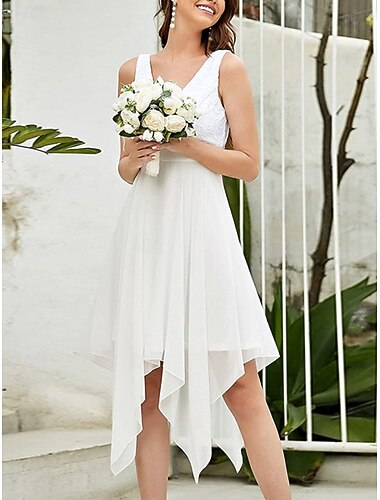  Női Mini ruha Koktélruha Esküvői vendég ruha Sifon Ujjatlan ruha Elegáns Divat Modern Szabadtéri Koktélparty Normál Sima Ujjatlan V-alakú Fekete Fehér Nyár Tavasz
