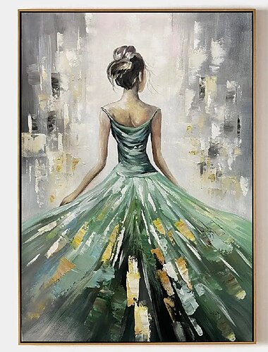  Pictură în ulei pe pânză, portret de femeie, pictură în ulei pe pânză, personalizată vintage, dansatoare, fată, decor de perete pentru living, artă modernă de perete, decorare interioară, gata de