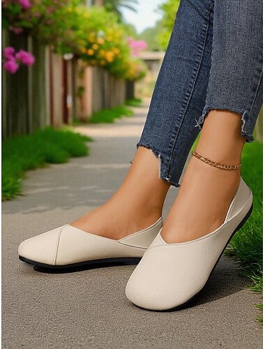  Γυναικεία άνετα φλατ παπούτσια barefoot από τεχνητό δέρμα – μινιμαλιστικά slip-on παπούτσια με φαρδιά εφαρμογή για casual βόλτες, καθημερινές εμφανίσεις και ταξίδια.