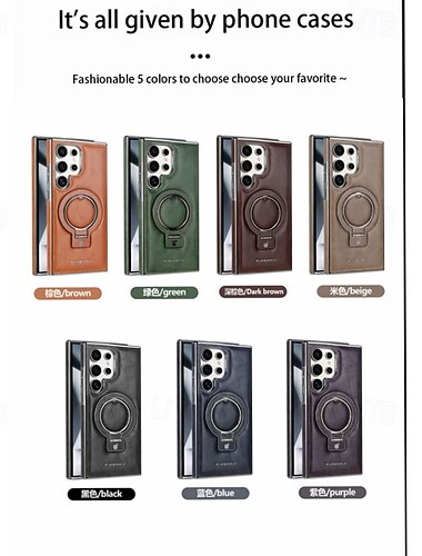  telefono Custodia Per Samsung Galaxy S25 S24 S23 Ultra Plus Copertura Posteriore con Supporto Magnetico Resistente agli urti Retrò TPU Pelle PU