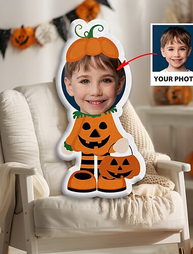  Cuscino Faccia Personalizzato di Halloween Cuscino Minime con Foto Cuscino Umanoide Regalo Divertente per Lui e Lei Giocattolo Mini Me