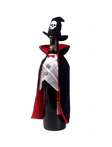  Copri-bottiglia di vino di Halloween, borsa per champagne, tavolo da pranzo, decorazione per bottiglie di vino da tavolo, Halloween potluck