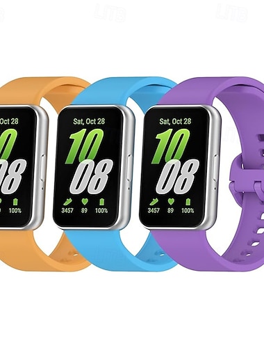 3 Pack Uhrenarmband für Samsung Galaxy Galaxy Fit 3 Silikon Ersatz Gurt Niedlich Sportarmband Moderne Schnalle Armband