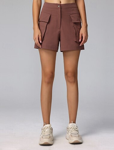  Damen Laufshorts Cargoshorts Taschen Hohe Taille Unterteile Athleisure Fitnessstudio Trainieren Weichheit Elastisch sportlich Pilates Yoga Normale Passform Sportbekleidung Sportkleidung Einfarbig