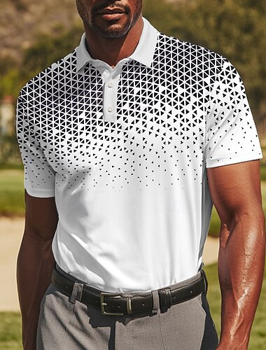  Męskie Geometryczny Golf Gra polo Koszulki sportowe polo Krótki rękaw Koszulki polo Koszule z kołnierzykiem Odzież sportowa Codzienny Athleisure Dzienne zużycie Guziki Lato Czarny Czerwony Niebieski