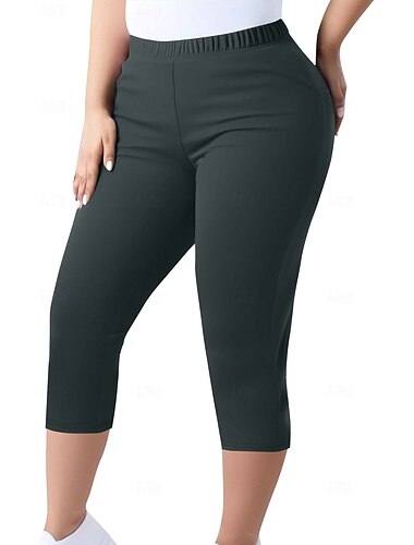  Mujer Tallas Grandes pantalones Polainas Mallas De Deporte Medio corto Cintura Media Plano Cintura elástica Confortable Levantamiento de tope Control de barriga Yoga Casual Diario Rojo oscuro Negro