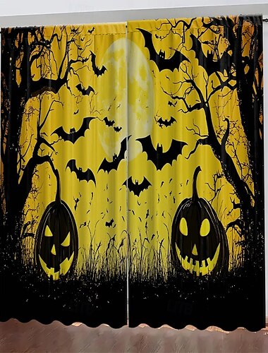  2 paneler halloween gardin draperier mörkläggningsgardin för vardagsrum sovrum kök fönsterbehandlingar värmeisolerande rumsförmörkning