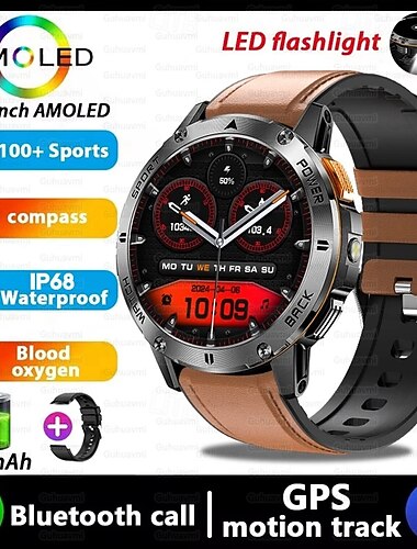  AK77 Slimme horloge 1.43 inch(es) Smart horloge Bluetooth Stappenteller Gespreksherinnering Activiteitentracker Compatibel met: Android iOS Heren Lange stand-by Waterbestendig Mediabediening IP68 22