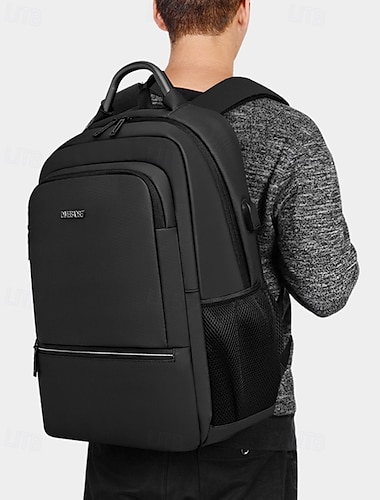  Men's Women's Backpack School Bag Bookbag Functional Backpack School Backpack Bookbag School Outdoor Daily PU Leather Adjustable Large Capacity Waterproof Zipper Black Blue Gray