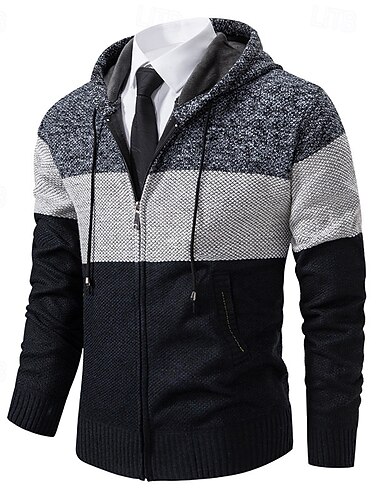  Homme Pull Robe pull Gilet Cardigan Pull zippé Pull Tricoté Côtelé Tricoter Hauts Réguliers Bloc de Couleur Tricoté Uni À capuche Mode Châles Affaires Occasionnel Vêtement Tenue Automne Hiver Rouge
