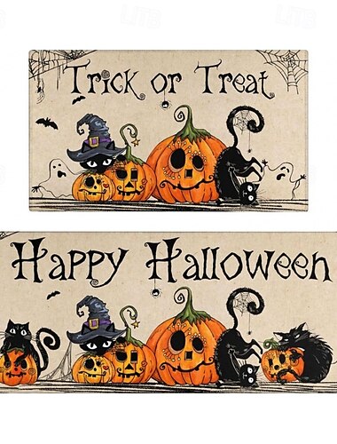  2 stuks Halloween keukenmatten en antislipmatten, antivermoeidheidsmattenset voor entree, keuken en wasruimte