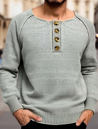  Férfi Pulóver Pulóver pulóver Bordázott Kötött Normál felsők Kötött Szűk fazon Sima Terített nyak Kötöttáru Kortárs Hétköznapi Hétköznapi viselet Ruházat Ősz Szürke M L XL