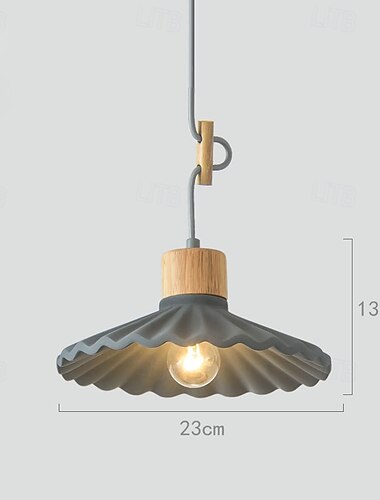 artistieke Scandinavische hanglamp, materiaal steen cement hout, 13 cm hoog, warm wit/wit licht, e26 e27, verstelbare ketting