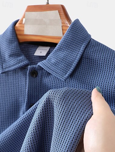  Voor heren Golfshirt Golf Polo's Shirts Werk Casual Revers Korte mouw Basic Modern Effen Knop Zomer Normale pasvorm Donker Bruin Zwart Wit blauw Oranje Lichtgrijs Golfshirt
