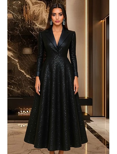  Abito da smoking Linea ad A Formale Ospite di nozze Derby del Kentucky Raso Strass Elegante Scintillante Manica Lunga Lunghezza alla caviglia Risvolto a punta