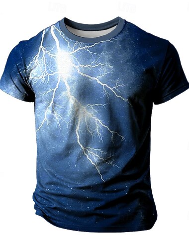  Herr 3D Print Blixt 3D T-shirt Kortärmad T-shirt 3D-tryck Rund hals Skjorta drivna Designer Fest Gata Ledigt Blå Purpur Grön Sommar Vår Alla årstider Kläder S M L XL XXL XXXL