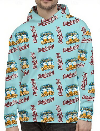  Oktoberfest Bière Bretzel Sweat à capuche Pull Bavarois Munich Allemand Graphique Pour Homme Adulte Carnaval Oktoberfest Impression 3D Soirée Décontracté Quotidien