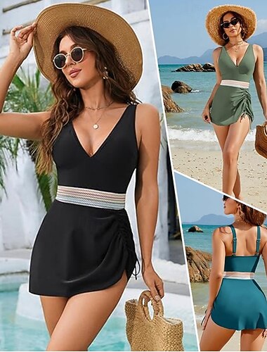  Femmes Maillots de Bain Une Pièce Maillot de bain Maille Dos nu Tenues de plage Boho Couleur Unie Uni Plonger Sans manches Maillots de bain