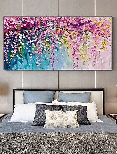  Large Handmade 3D Oil Painting Pink White Lotus Buds Emerald Green Leaves Turquoise Waters Thick Paint Texture Wall Art Living Room Decor Gold Frame Ready to Hang  Room Decor