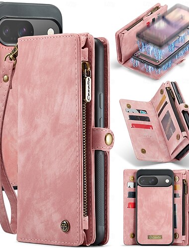  Handy Hülle Handyhüllen Für Google Pixel 9 Pro Pixel 9 Pro XL Pixel 9 Pixel 9a Brieftaschenhülle Abnehmbar Reisverschluss Mit Handgelenkschlaufe TPU PU-Leder