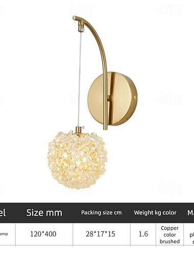  Nástěnná svítidla Crustal Gold s polovičním světlem, moderní nástěnná svítidla, farmářská nástěnná svítidla s čirým skleněným stínidlem, nástěnná svítidla do obývacího pokoje, ložnice, na schodiště,