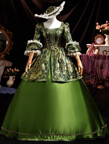  ancien Rococo Renaissance Maxi Robe Normal Juliette Princesse Mariée Plissé Volanté Princesse Col rond Déguisement Femmes Halloween Carnaval Mascarade Performance Soirée Halloween Adultes Toutes