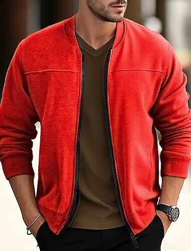 Per uomo Giacca in Pile Giacca Casual Giacca College Vacanza Quotidiano Caldo Tasca Autunno Inverno Semplice Moda Classico Collo alla coreana Regolare Nero Rosso Blu marino Blu Grigio scuro Giacca