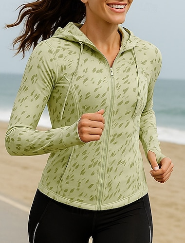  Damskie Běžecká bunda Kurtka Outdoorowa Kurtka z kapturem Ściągana na sznurek Długi rękaw Top Athleisure Ochrona przed słońcem Odporność na wiatr Na zewnątrz Bieganie Joga Odzież sportowa Odzie
