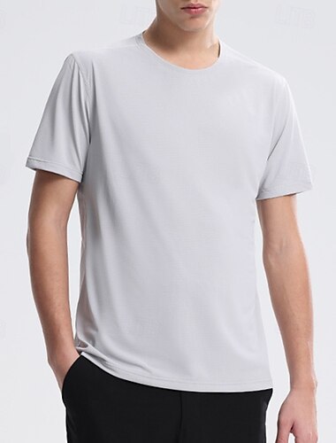  Herre Performance skjorte Sport-T-shirt Kortærmet Rund hals Toppe Udendørs Hurtigtørrende Letvægt Svedreducerende Åndbart Polyester Sort Hvid Rød Tennis Golf Løb