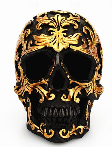 Halloween-beeldje, creatief, klein patroon, schedelornament, roségouden kunstdecoratie, uniek huisaccent, Halloween-feestdecoratie, gotisch, stijlvol, harskunstdisplay