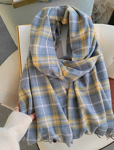  Per donna Sciarpa rettangolare Sciarpe da donna Streetwear Quotidiano Data Cammello Rosso Sciarpa Plaid