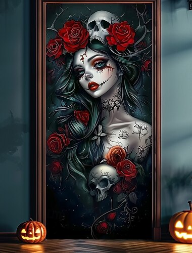  Halloween Deur Covers Gothic heks Deur Wandtapijt Deur Gordijn Decoratie Achtergrond Deur Banner voor Voordeur Boerderij Feestdag Party Binnen Buiten Decor Benodigdheden
