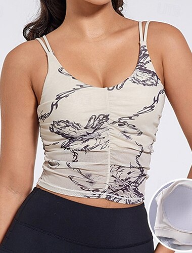  Per donna Canotte da allenamento Reggiseno sportivo Intimo / Maglia Intima Supporto medio Traspirante Senza fili Imbottito Stampa Sport Abbigliamento sportivo Nero Rosa Palestra Fitness Yoga