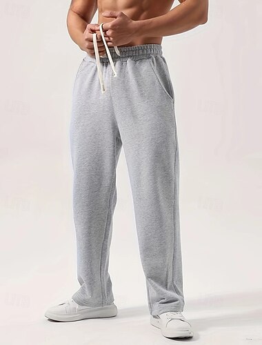  Men's Athletic Pants Sweatpants Trousers Straight Leg Sweatpants Pocket Elastic Waist Drawstring Plain Comfort Sports Outdoor Daily Fashion Casual Black Gray Micro-elastic