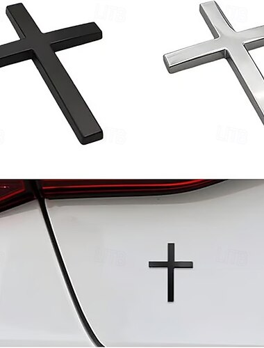  4 stk. metallklistremerker med Jesus Kristus-kors, 3D-metallkorsemblemklistremerke til bil, motorsykkel og elsykkel, dekorasjon med logo bak for modifisering av kjøretøy